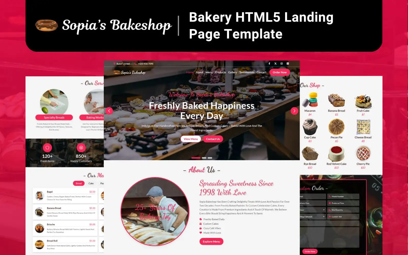 Sopia's Bakeshop - Bakery HTML5 Landing Page Template