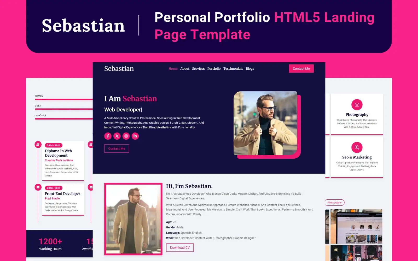 Sebastian - Modern Portfolio Template Preview