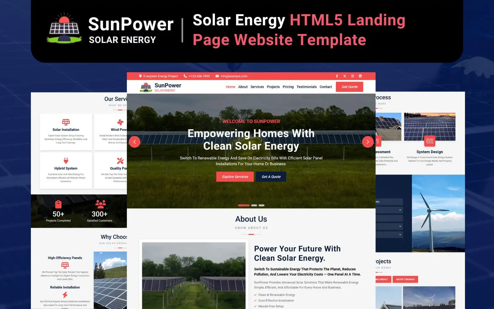 SunPower – Solar Energy HTML5 Landing Page Website Template