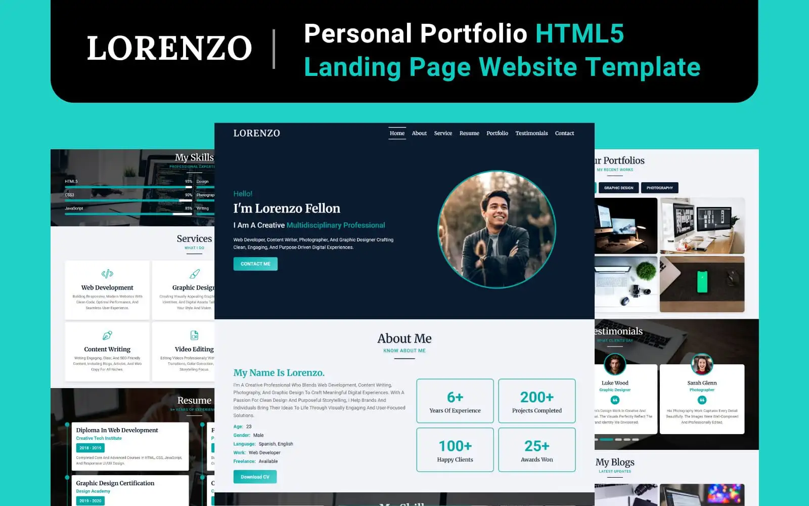 Lorenzo - Personal Portfolio HTML Landing Page Website Template