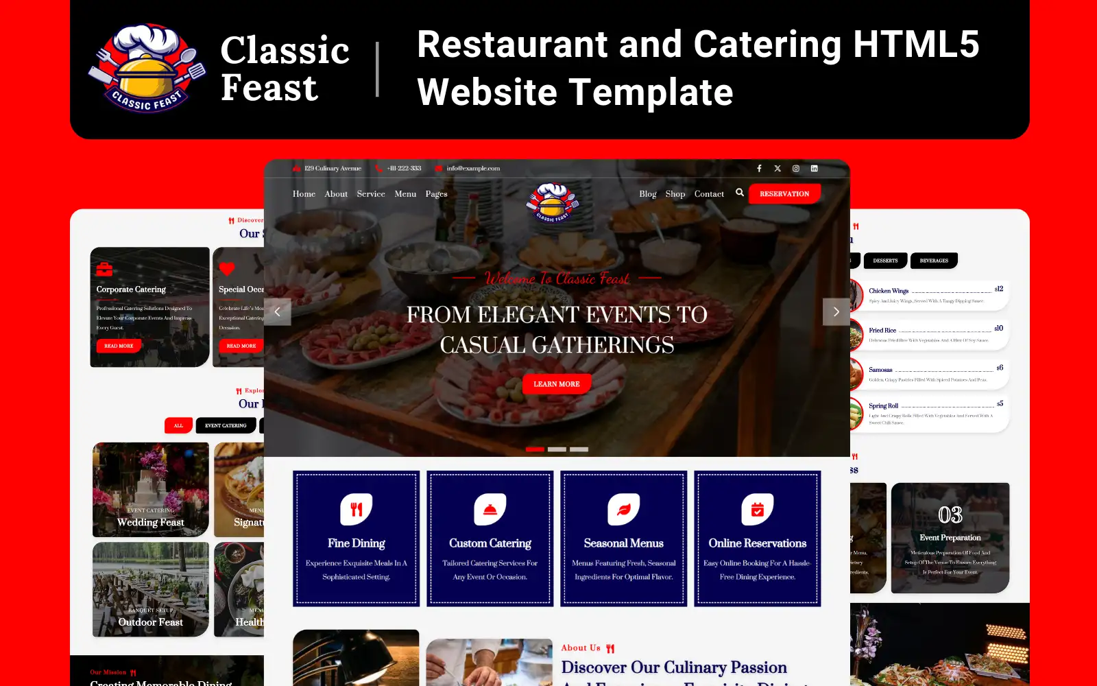 ClassicFeast - Catering & Restaurant React Website Template