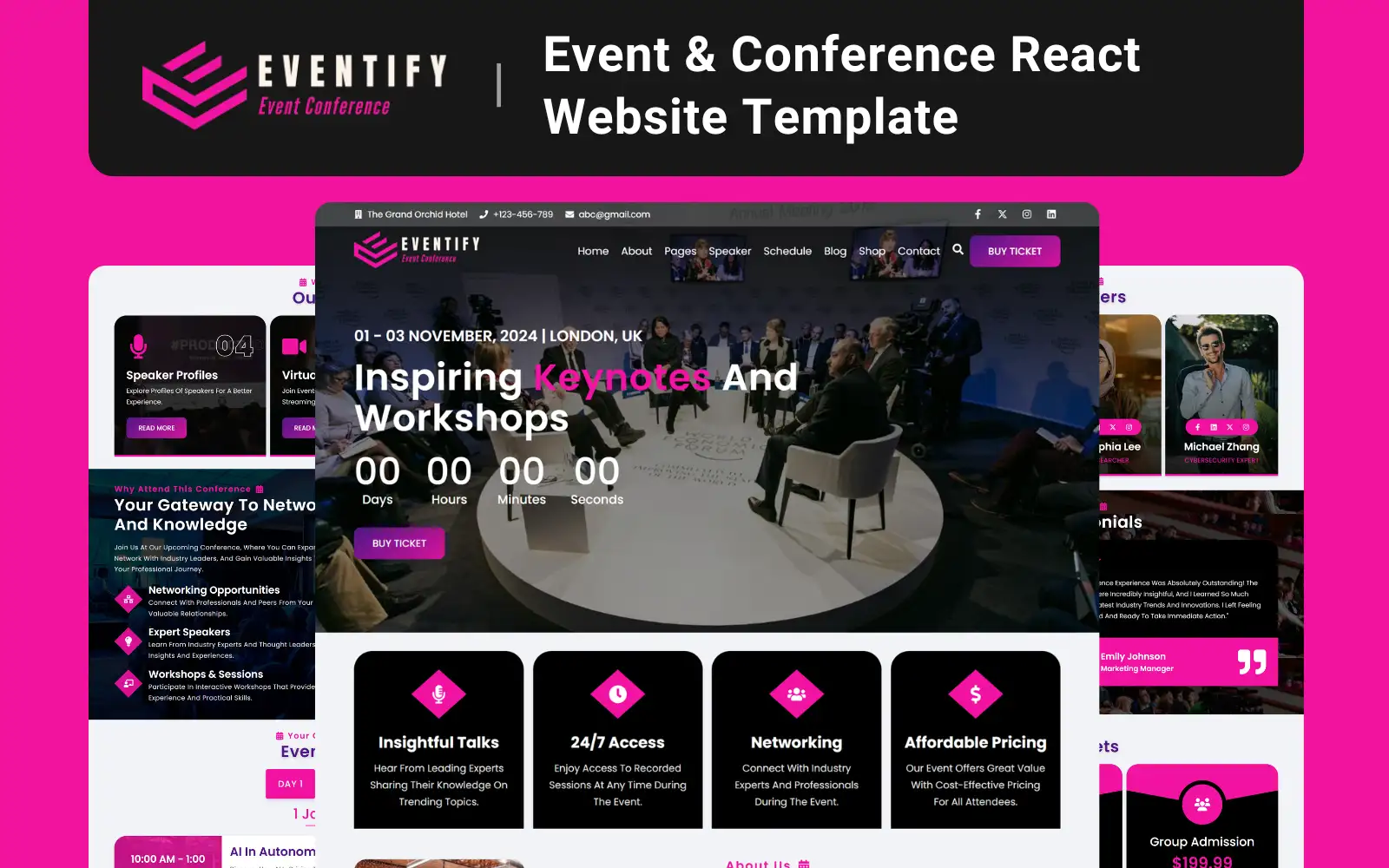 Eventify – Event & Conference React Website Template
